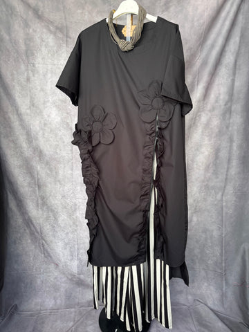 Camisa larga flores negra
