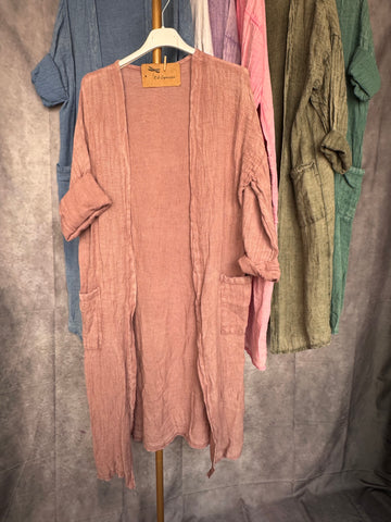 Kimono algodón lavado rosa