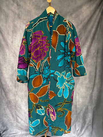 Kimono largo reversible turquesa