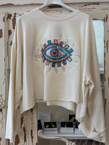 Sudadera corta ojo blanca