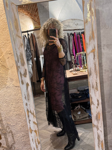 Vestido encaje interior Burdeos