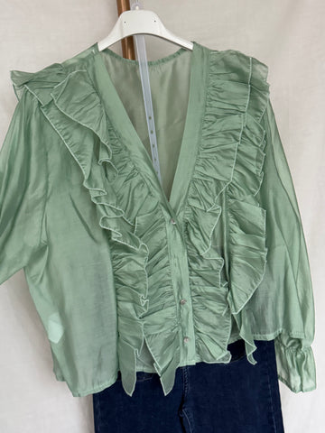 Blusa volantes verde