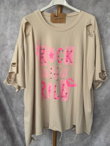 Camiseta Rock beige