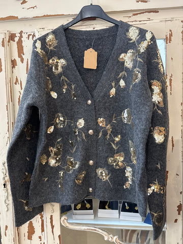 Chaqueta lentejuelas gris
