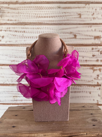 Collar flores grandes tela buganvilla