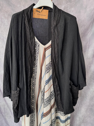 Kimono corto lino negro