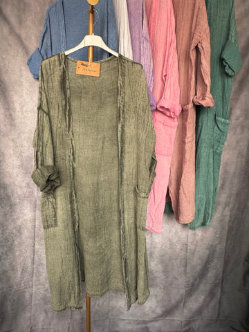 Kimono algodón lavado kaki