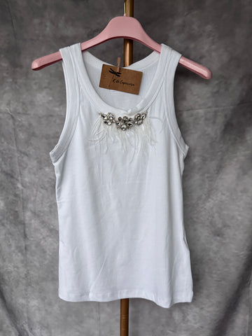 Top plumas blanco