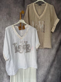 Blusa lino Love blanca
