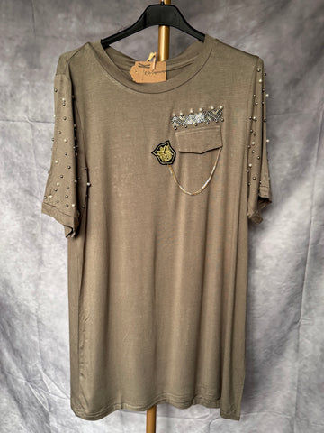 Camiseta kaki perlas