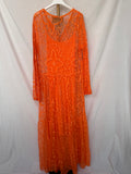 Vestido largo tul bordado naranja
