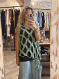 Poncho largo algodón verde