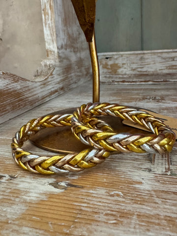 Pulsera Budista / Pan de Oro / TRENZADA TRES COLORES