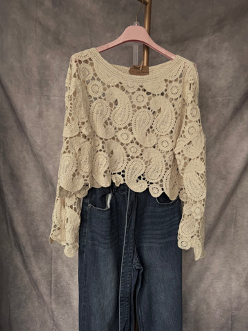 Top croché beige
