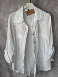 Sobrecamisa flecos lino blanca