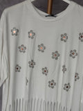 Camiseta flecos margaritas doradas