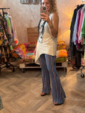 Pantalón plisado rayas azul