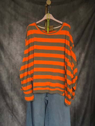 Sudadera Oversize Rayas naranja