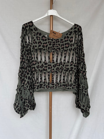 Poncho algodón print verde