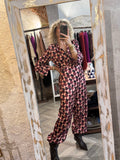 Pantalón bombacho rombos Burdeos