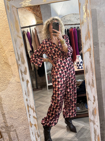Pantalón bombacho rombos Burdeos