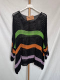 Poncho rayas lurex negro