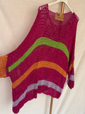Poncho rayas lurex fucsia