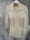 Sobrecamisa flecos lino beige