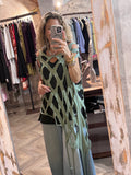 Poncho largo algodón verde