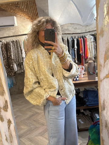Bomber dorada lentejuelas