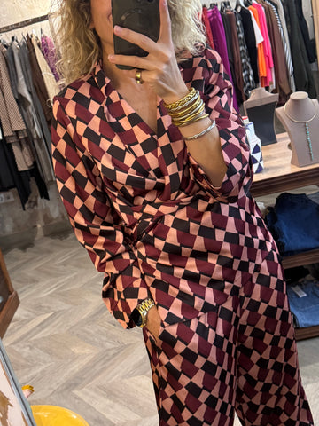 Blusa rombos Burdeos