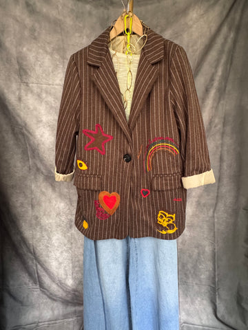 Americana bordados marrón