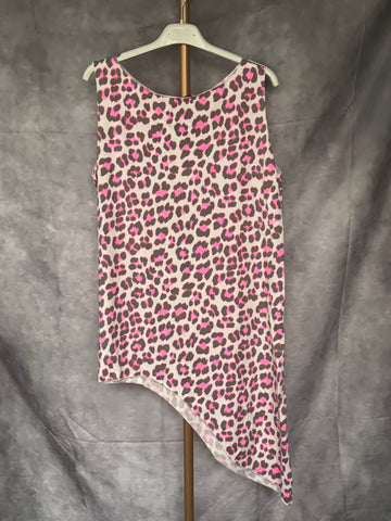 Camiseta asimétrica print fucsia