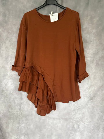 Camiseta volante teja