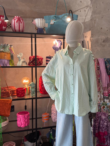 Camisa rayas perlas verde
