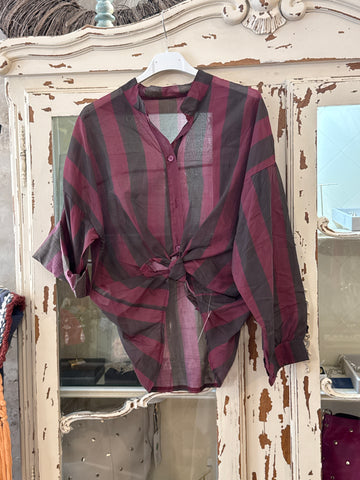 Camisa rayas Burdeos/ choco