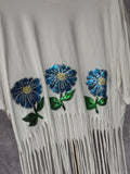 Camiseta flecos flor lentejuelas