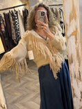 Chaqueta punto flecos camel