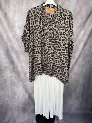 Camisa oversize print marrón