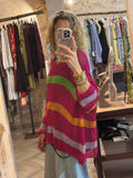Poncho rayas lurex fucsia