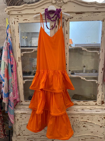 Vestido volantes naranja