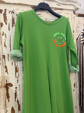 Sudadera larga abertura verde