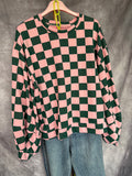 Sudadera cuadros rosa/ verde