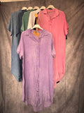 Vestido camisero algodón lavado lila