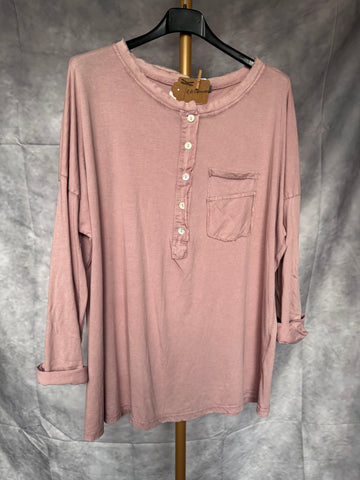 Camiseta botones rosa