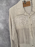 Sobrecamisa flecos lino beige