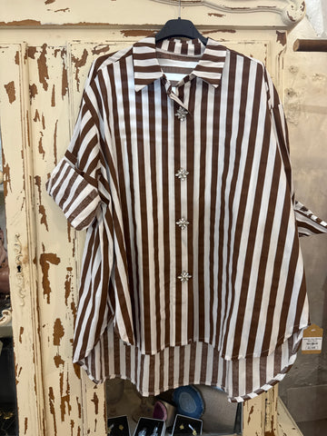 Camisa rayas joya marrón