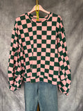 Sudadera cuadros rosa/ verde