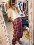 Pantalón bombacho cuadros rosas