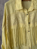 Sobrecamisa flecos lino amarilla